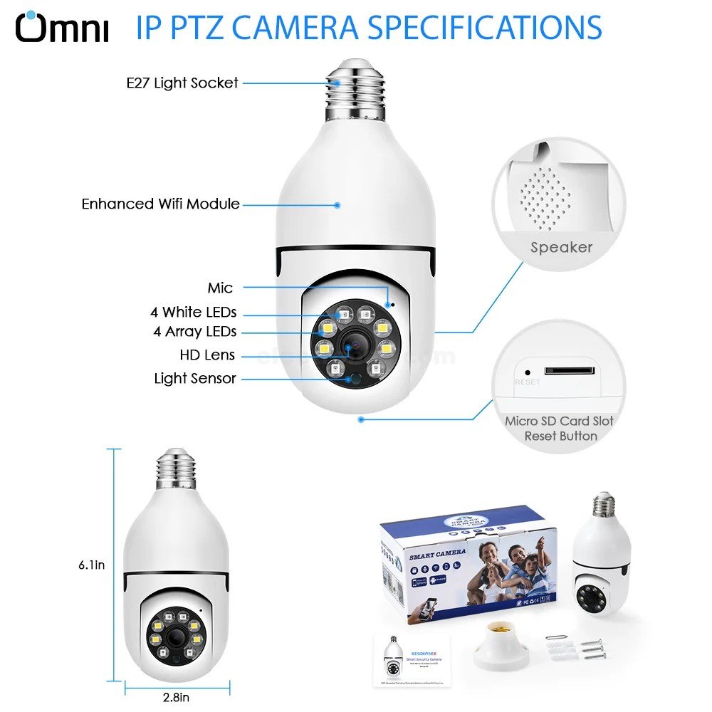 1080p-WIFI-IP-BULB-PTZ-CAMERA-LED-LIGHT-AND-NIGHT-VISION.jpg HD E27 2.4GHz V380 WiFi 1080P Night Vision Wireless 360 Degree CCTV Security Light 360 Panoramic Bulb Camera - Image 4
