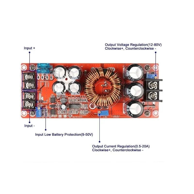 1200w-DC-DC-Boost-Step-Up-Converter-8-60V-to-12-83V-20A-For-Car-Laptop-Solar-Battery-in-pakistan.jpg 1200W 20A DC Converter Boost Step-up Power Supply Module in 8-60V Out 12-83V with Heat Sink 12V to 24V 48V - Image 5