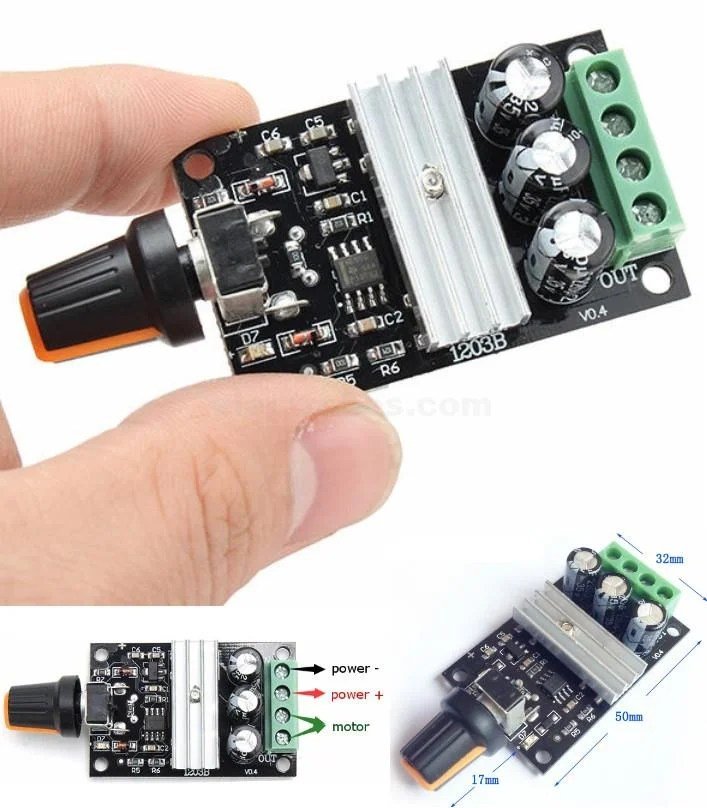 1203BMD-K19.jpg 1203B 3A PWM DC Motor Speed Controller Module - Image 2