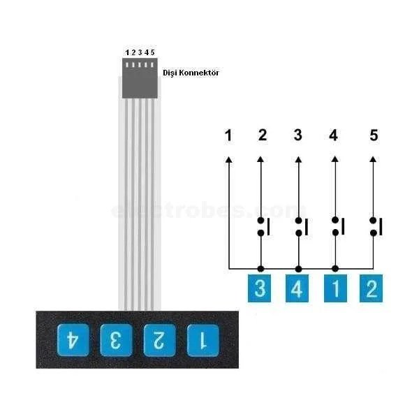 14652.jpg 1×4 Matrix 4 Keys Keypad Membrane Switch - Image 4