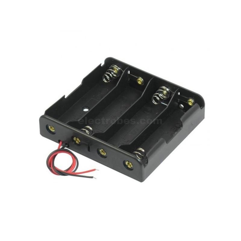 18650-battery-holder-4s-with-wire-robotics-bangladesh.jpg 4S 14.2V-16.8V 18650 Four Battery Cell Holder For Rechargeable Li-ion Battery Storage Box with Spring