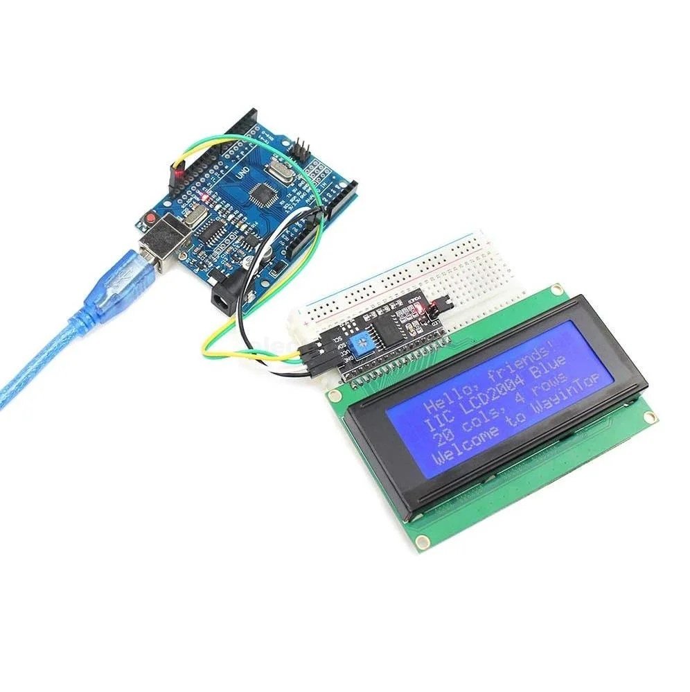 20x4-2004-LCD-Display-Module-with-IIC-I2C-TWI-Serial-Interface-Adapter-for-Arduino-Uno-R3-Mega-2560-at-best-price-in-Pakistan.jpeg PCF8574 I2C Adapter Board with 2004A 20X4 Alphanumeric LCD Display with Blue Backlight - Image 4