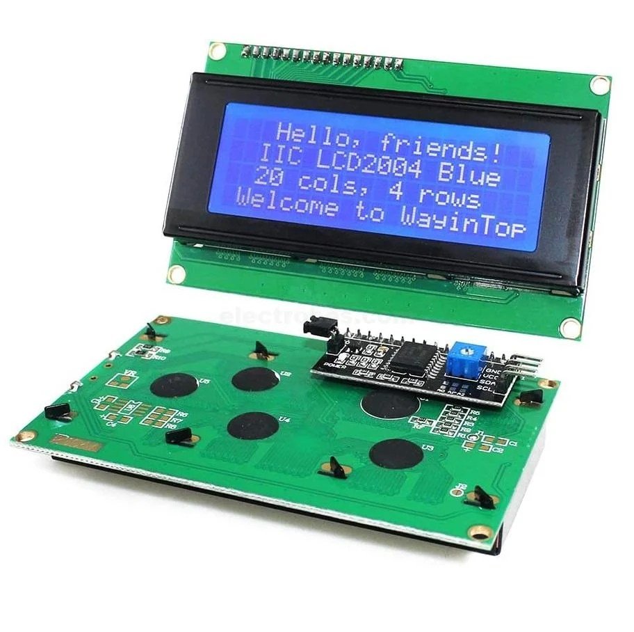 20x4-2004-LCD-Display-Module-with-IIC-I2C-TWI-Serial-Interface-Adapter-for-Arduino-Uno-R3-Mega-2560-in-pakistan.jpeg PCF8574 I2C Adapter Board with 2004A 20X4 Alphanumeric LCD Display with Blue Backlight