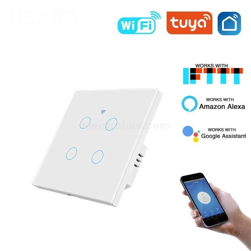 4-Gang-Smart-Home-WiFi-Switch-Mobile-APP-Controlled-Wall-Mount-Touch-Switch-EU-Type-100-240V-at-best-price-online-in-pakistan.jpg 4-Gang Smart Home Wall Mount WiFi Switch APP Controlled Time Setting Touch Switch EU 100-240V - Image 2