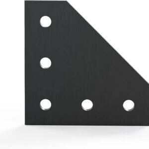 L Shape 2020 Aluminum Extrusion 5 Holes for 2020 Series Aluminum Profile Tee Joint Bracket Outside Joining Plate Silver/Black