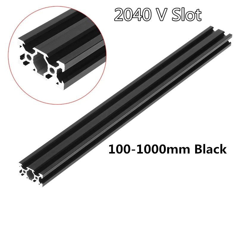 Black-100-1000mm-Length-2040-V-Slot-Aluminum-Profile-Extrusion-Frame-for-CNC-Laser-Engraving-Machine.jpg_Q90.jpg_.jpg 2040 V-Slot Aluminum Profile Extrusion for 3D Printer & CNC Machine - Image 3