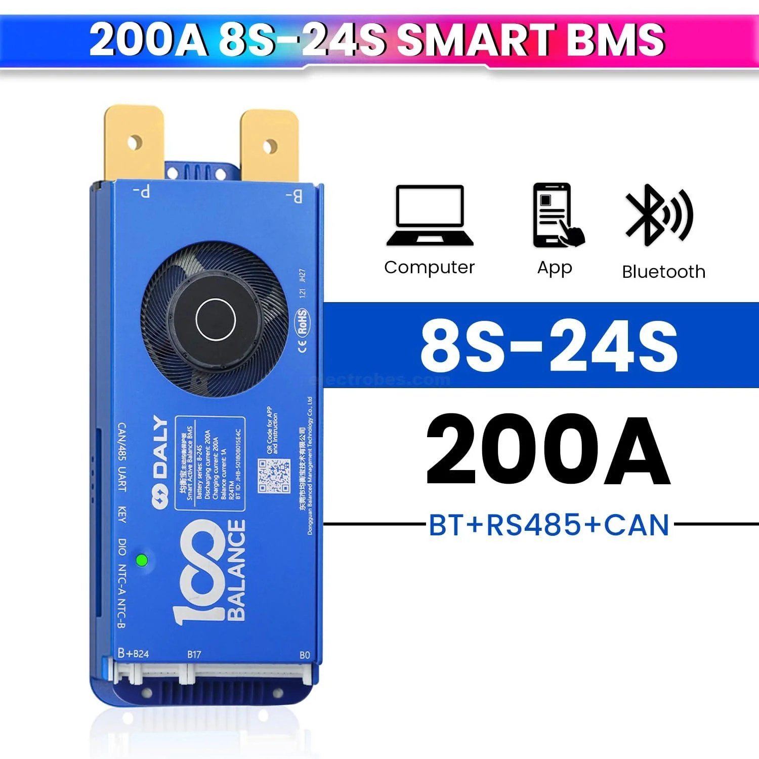 DALY-BMS-200A-8-24S-24V-72V-BMS-with-1A-Active-Balancer-and-Builtin-Bluetooth-for-Lithium-ion-LFP-LTO-Battery-Pack-in-Pakistan.jpg DALY 200A 8S-24S Smart BMS with UART, RS485, CAN Port and 1A Active Balancer with Build-in Bluetooth - Image 8