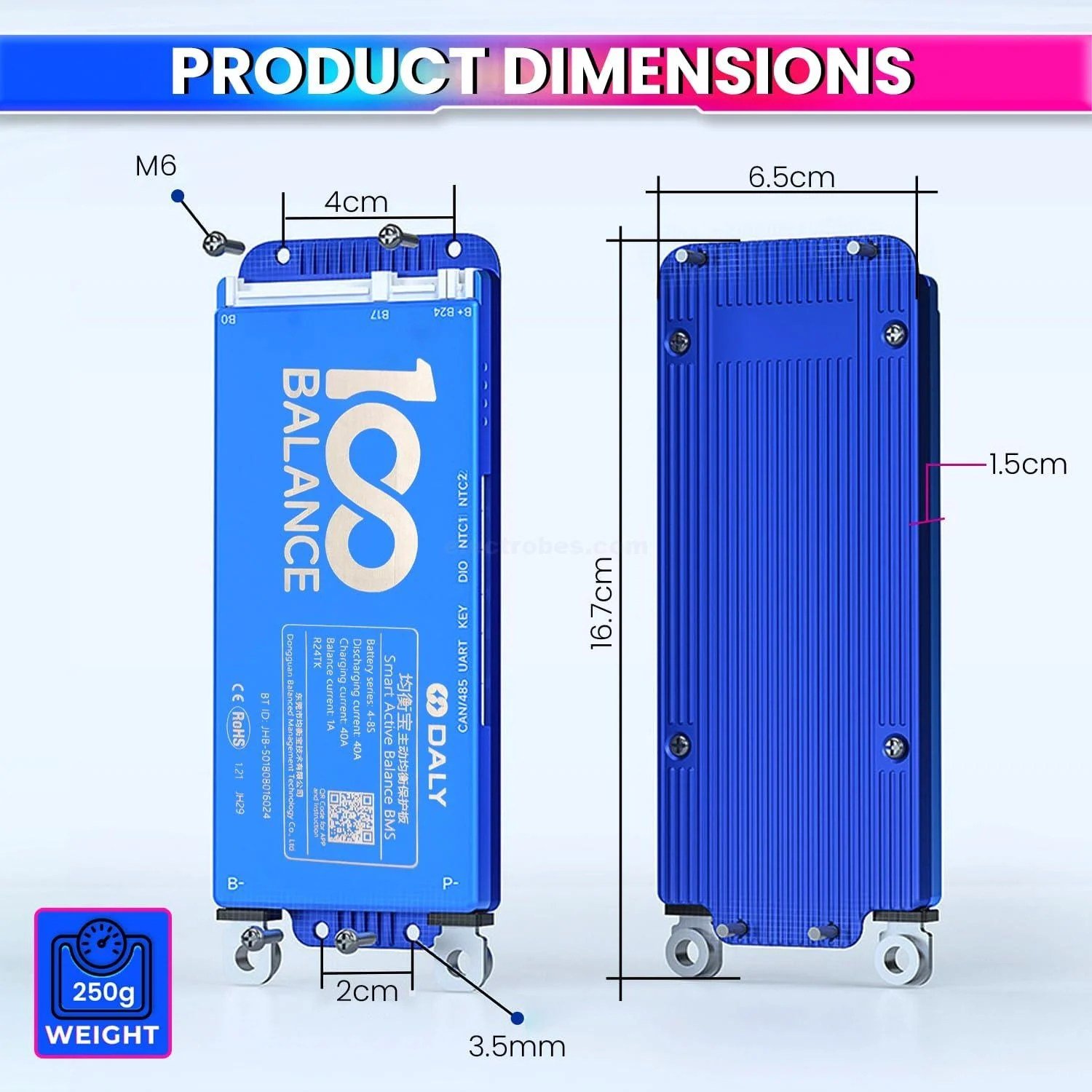 DALY-BMS-40A-8S-24S-24V-48V-60V-72V-BMS-with-1A-Active-Balancer-and-Builtin-Bluetooth-for-Lithium-ion-LFP-LTO-Battery-Pack-in-Pakistan.jpg DALY 40A 8S-24S Smart BMS with UART, RS485, CAN Port and 1A Active Balancer with Build-in Bluetooth - Image 5