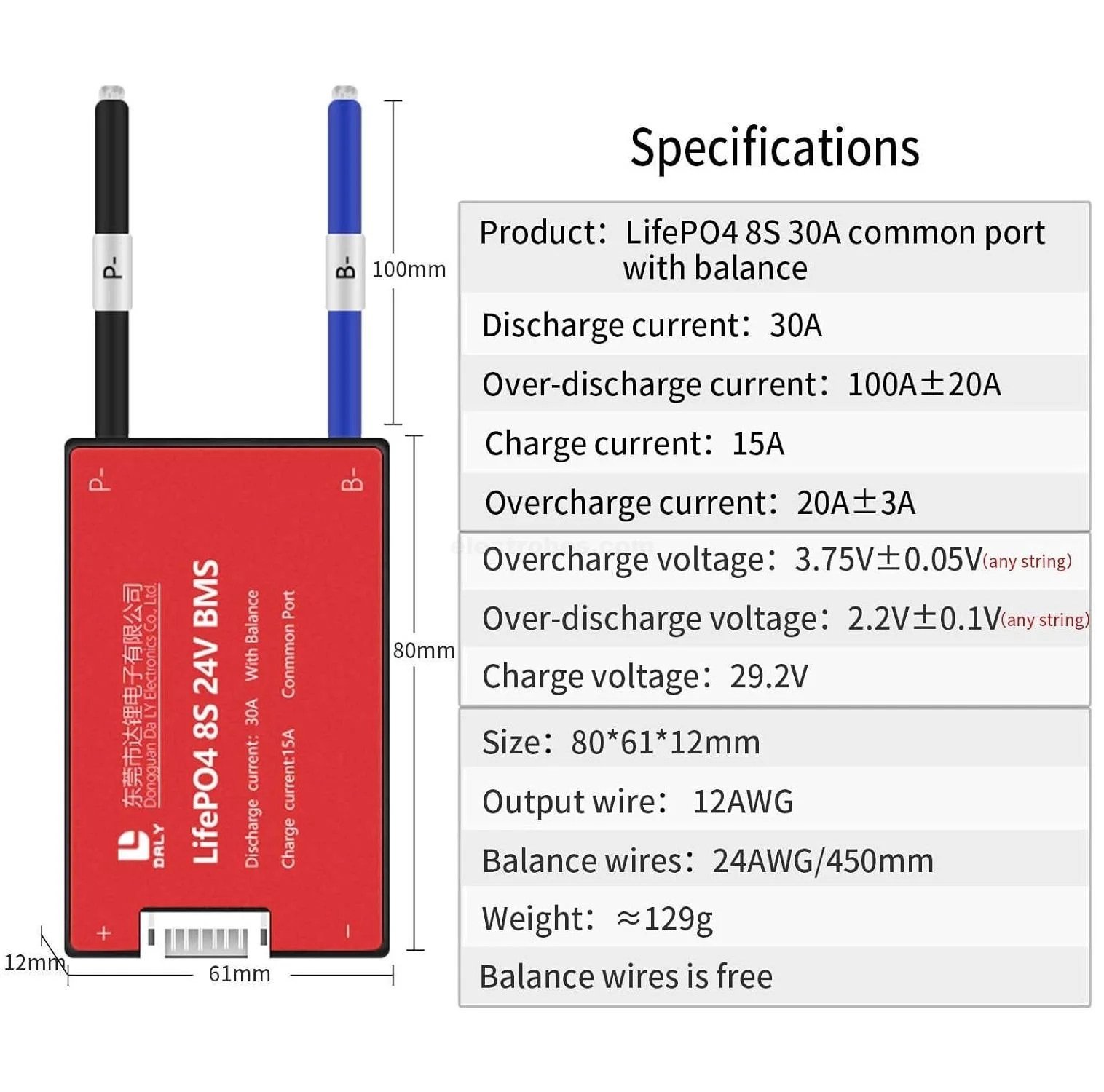 DALY-BMS-8S-24V-30A-3.2V-LiFePO4-Battery-Protection-Module-PCB-Protection-Board-with-Balance-Leads-Wires-NTC-BMS-for-24V-Battery-Pack-in-Pakistan.jpg DALY BMS LFP LifePo4 8S 24V 30A BMS Battery Management System for Lifepo4 Battery Pack Balanced Charging Board - Image 5