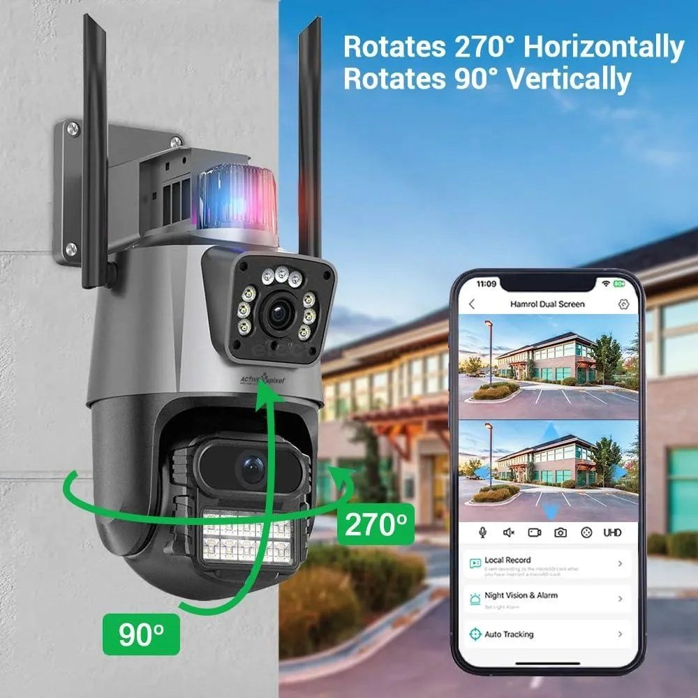 Dual-Screen-Dome-PTZ-WiFi-Dual-Lens-IR-Color-Night-Vision-Outdoor-Camera-in-pakistan.jpg V380 Dual Screen Dome PTZ WIFI Dual Lens IR Color Night Vision Outdoor Camera - Image 4