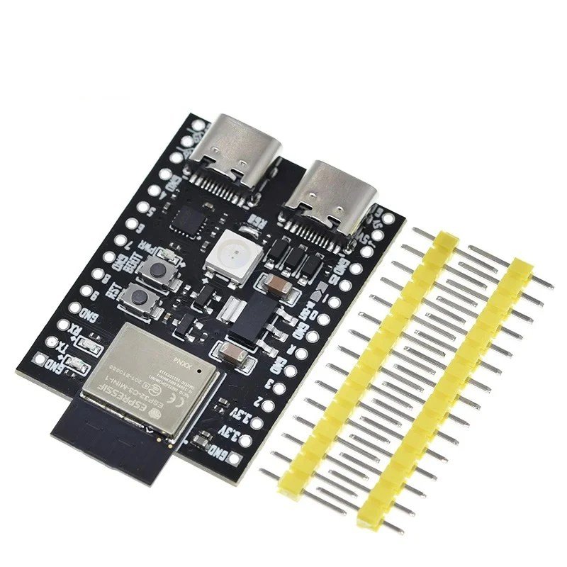 ESP-C3-1-Development-Board-4MB-SPI-Flash-Configure-with-ESP-C3-MINI-1-Module-WiFi-Bluetooth-5.0-Module.jpg ESP32 / ESP32-C3 WiFi+Bluetooth 5.0 Internet Of Things Dual Type-C Development Board Core Board ESP32-C3-DevKitM-1 For Arduino - Image 3