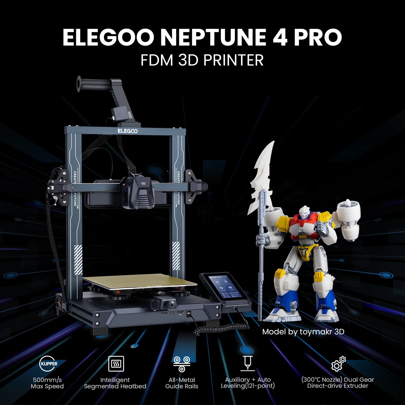 Elegoo-Neptune-4-Pro-FDM-3D-Printer-Dual-Gear-Direct-Extruder-best-print-quality-at-best-price-in-pakistan.jpg Elegoo Neptune 4 FDM 3D Printer Dual-Gear Direct Extruder 225x225x265 Bed Size - Image 5