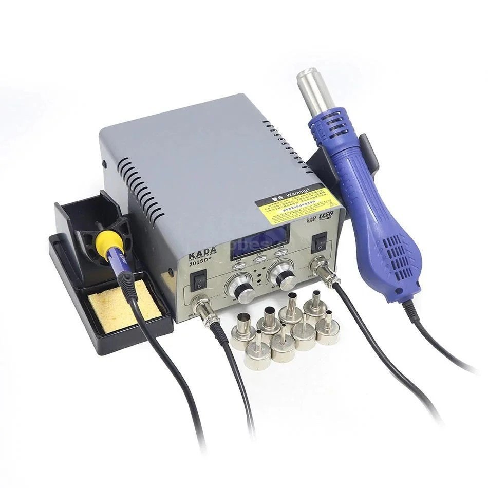 Ha3edb8fff7974aa19292da447f4fd6b3K.jpg KADA 2018D+ 2in1 Hot Air SMD Soldering Iron Station BGA Rework Station - Image 4