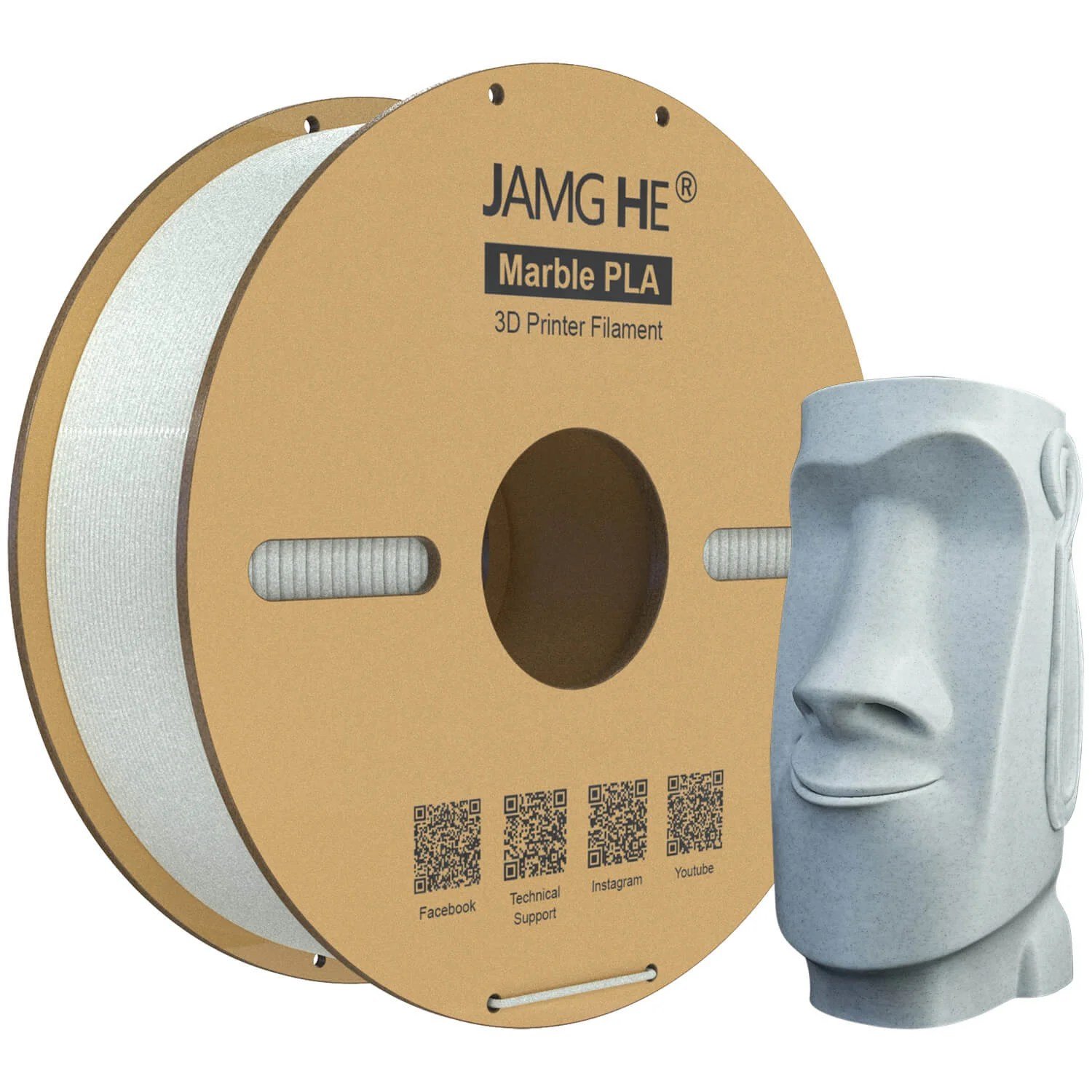 Jamg-he-marble-pla-3d-printer-filament-in-marble-colour-1.75-mm-diameter-for-FDM-3d-printer-in-Pakistan.jpg Jamg He 1.75mm Marble PLA 3D Printer Filament 1Kg Spool - Image 2