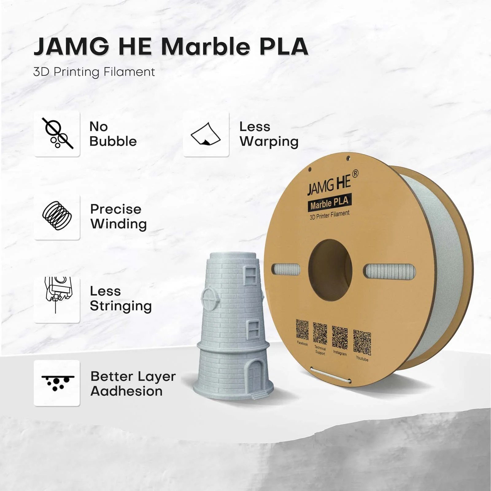 Jamg-he-marble-pla-3d-printer-filament-in-marble-colour-1.75mm-diameter-for-FDM-3d-printer-in-Pakistan.jpg Jamg He 1.75mm Marble PLA 3D Printer Filament 1Kg Spool - Image 4