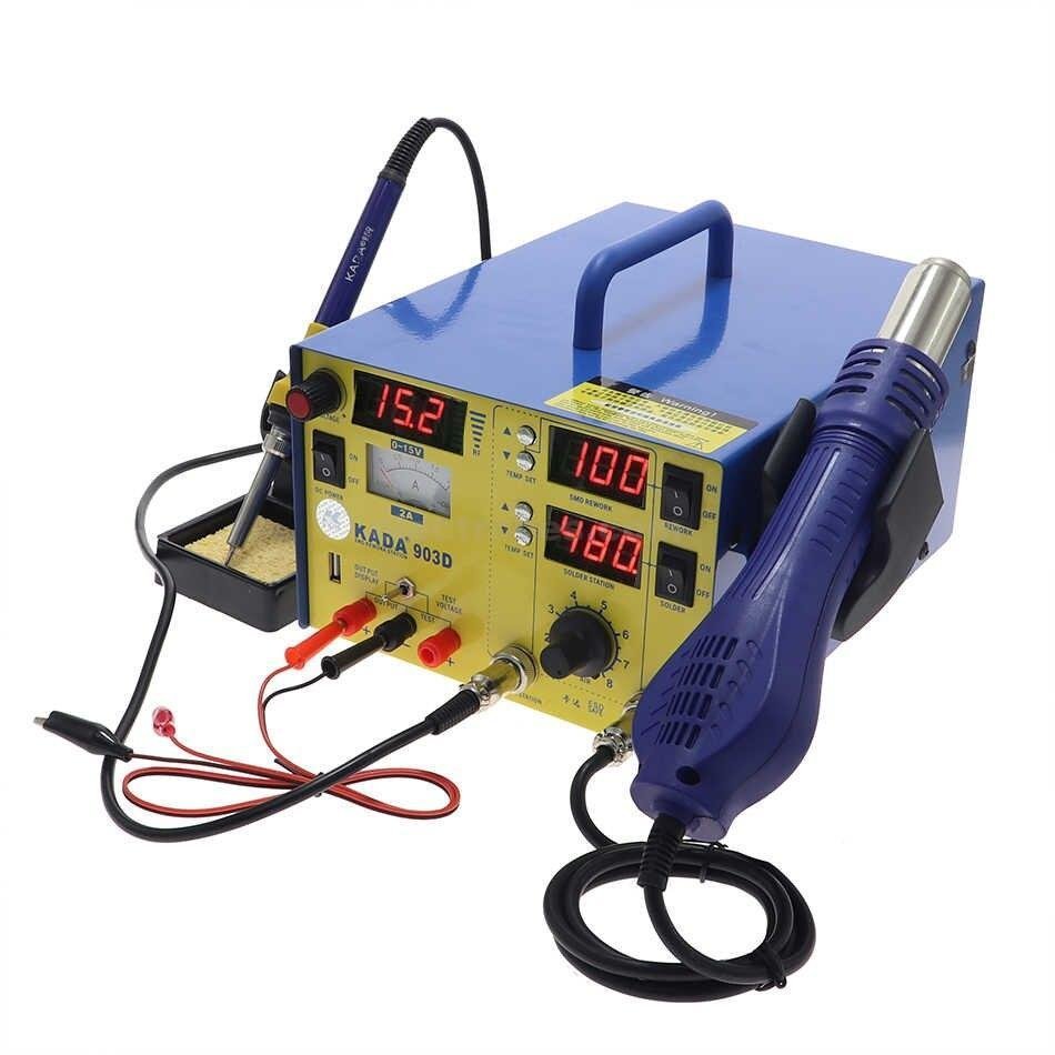 KADA-903D-909D-909D-hot-air-gun-desoldering-station-with-regulated-power-supply-3-in-1.jpg_q50.jpg KADA 903D 3 in 1 multi-function Hot Air Soldering Rework Station + Soldering Iron + Power Supply