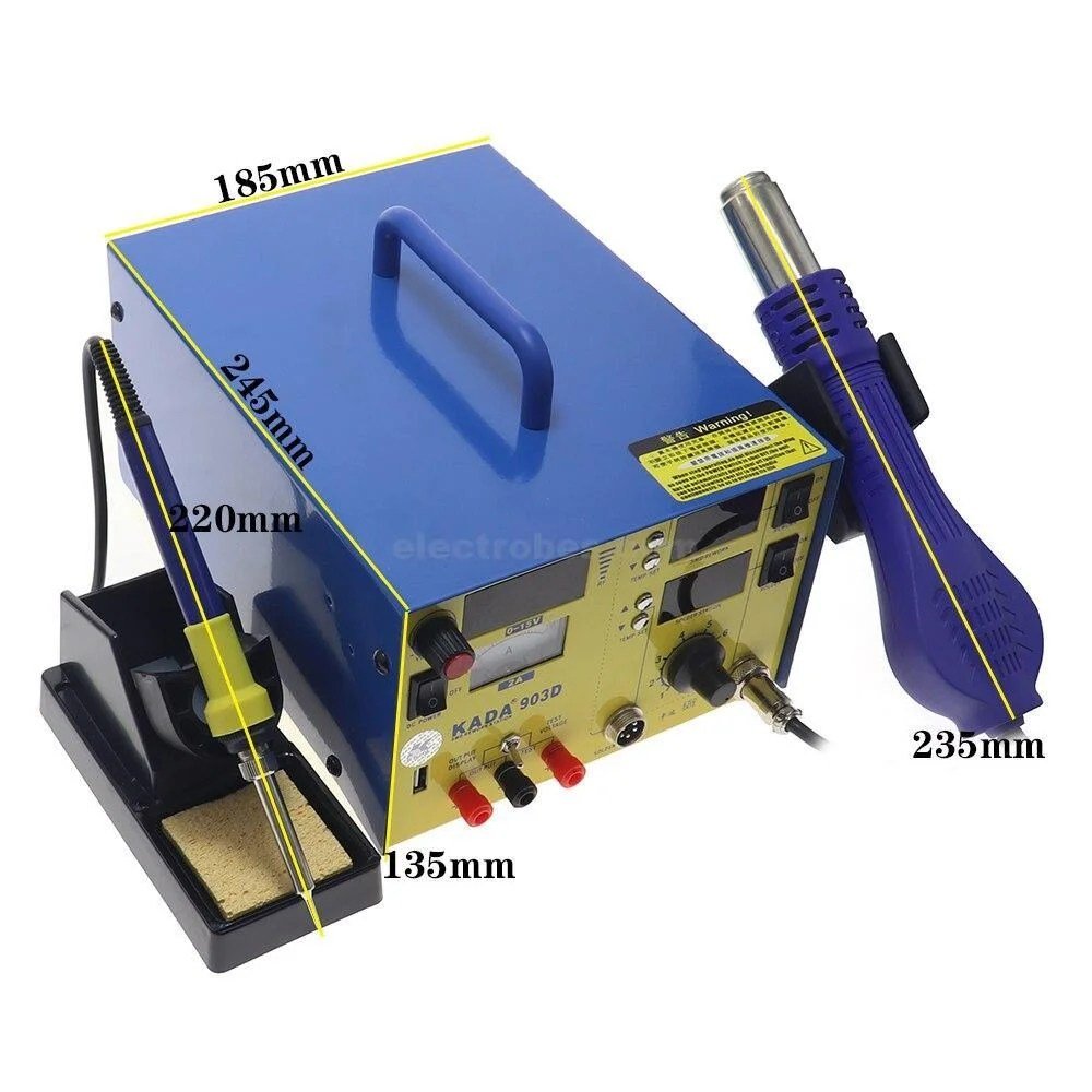 KADA-903D-hot-air-gun-soldering-station-power-supply-three-in-one-multi-function-desoldering-station-1-1.jpg KADA 903D 3 in 1 multi-function Hot Air Soldering Rework Station + Soldering Iron + Power Supply - Image 3