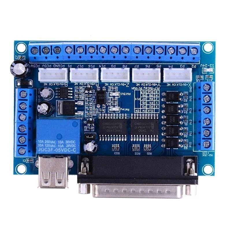 MACH3-Engraving-Machine-CNC-5-Axis-Stepper-Motor-Driver-Interface-Board-With-Optocoupler-Isolation-Blue-Board.jpg MACH3 Engraving Machine CNC 5-Axis Stepper Motor Driver Board - Image 2