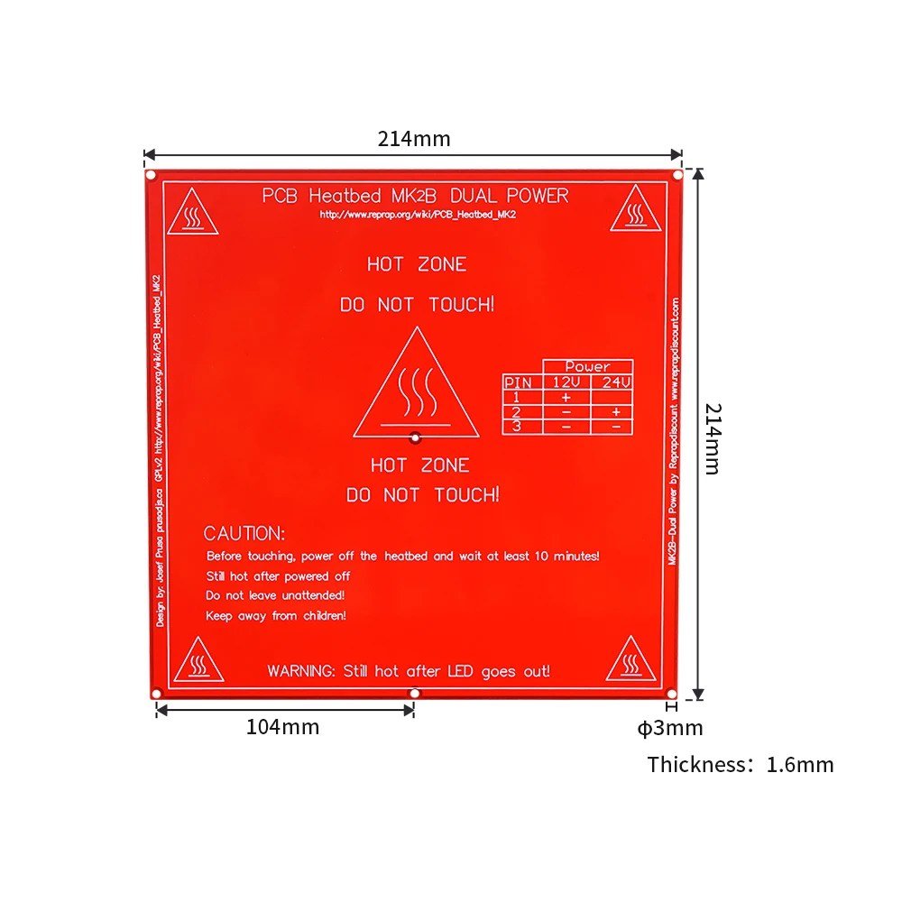 MK2A-MK2B-MK3-Heatbed-PCB-Heated-bed-Dual-12V-24V-HotBed-3D-Printer-Parts-in-Pakistan.jpg MK2B 214x214mm PCB RepRap Mendel Heat Bed Hot Base Plate for 3D Printer - Image 4