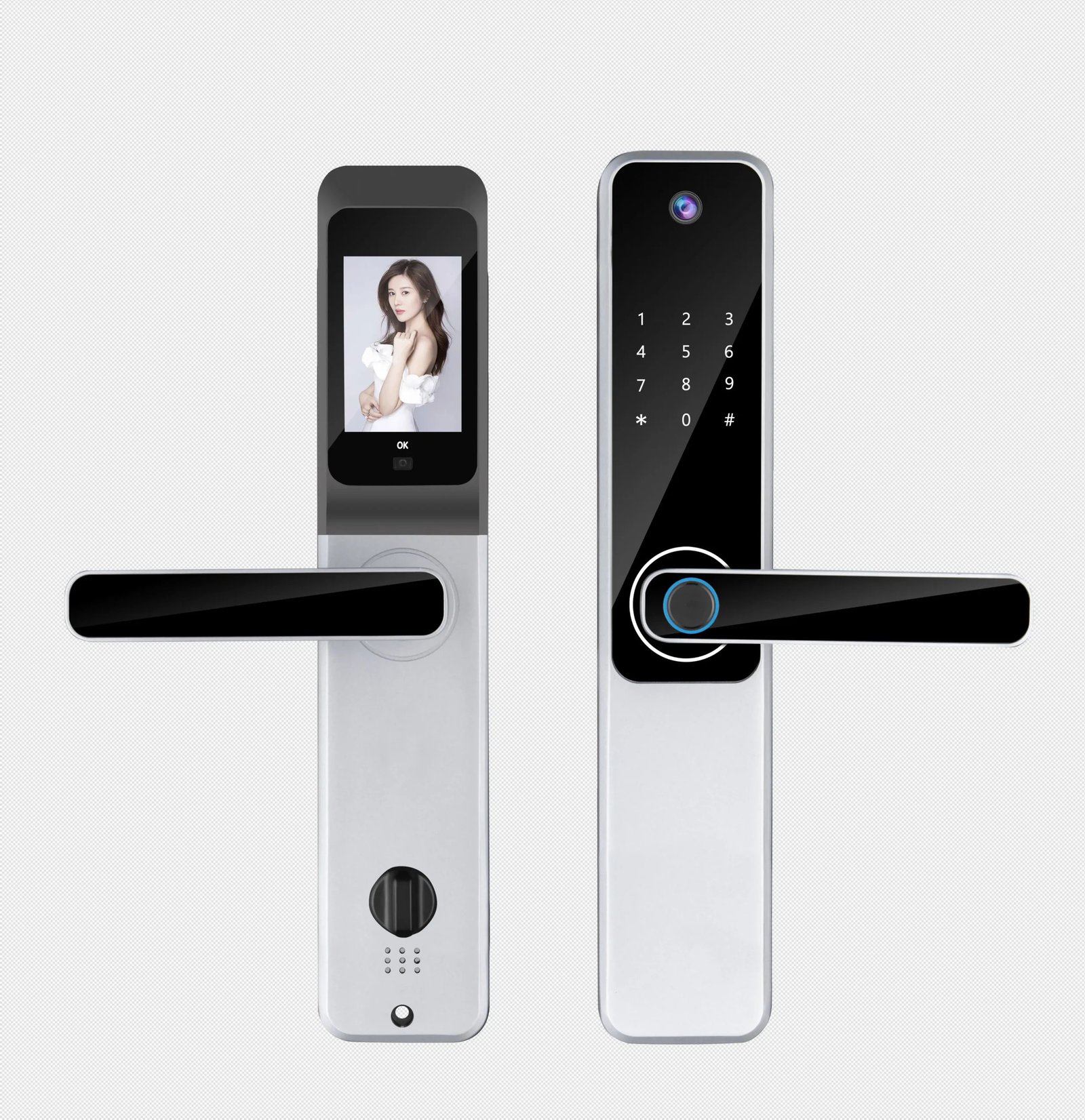 S802-Pro-silver-color-Smart-Door-Automatic-Lock-with-built-in-camera-video-intercom-biometric-card-pin-key-App-controlled-security-locking-systems-in-Pakistan-scaled-1.jpg S802 Pro Intelligent Door Lock with Doorbell HD Video Intercom, RFID, Pin, Key and Biometric Verification System