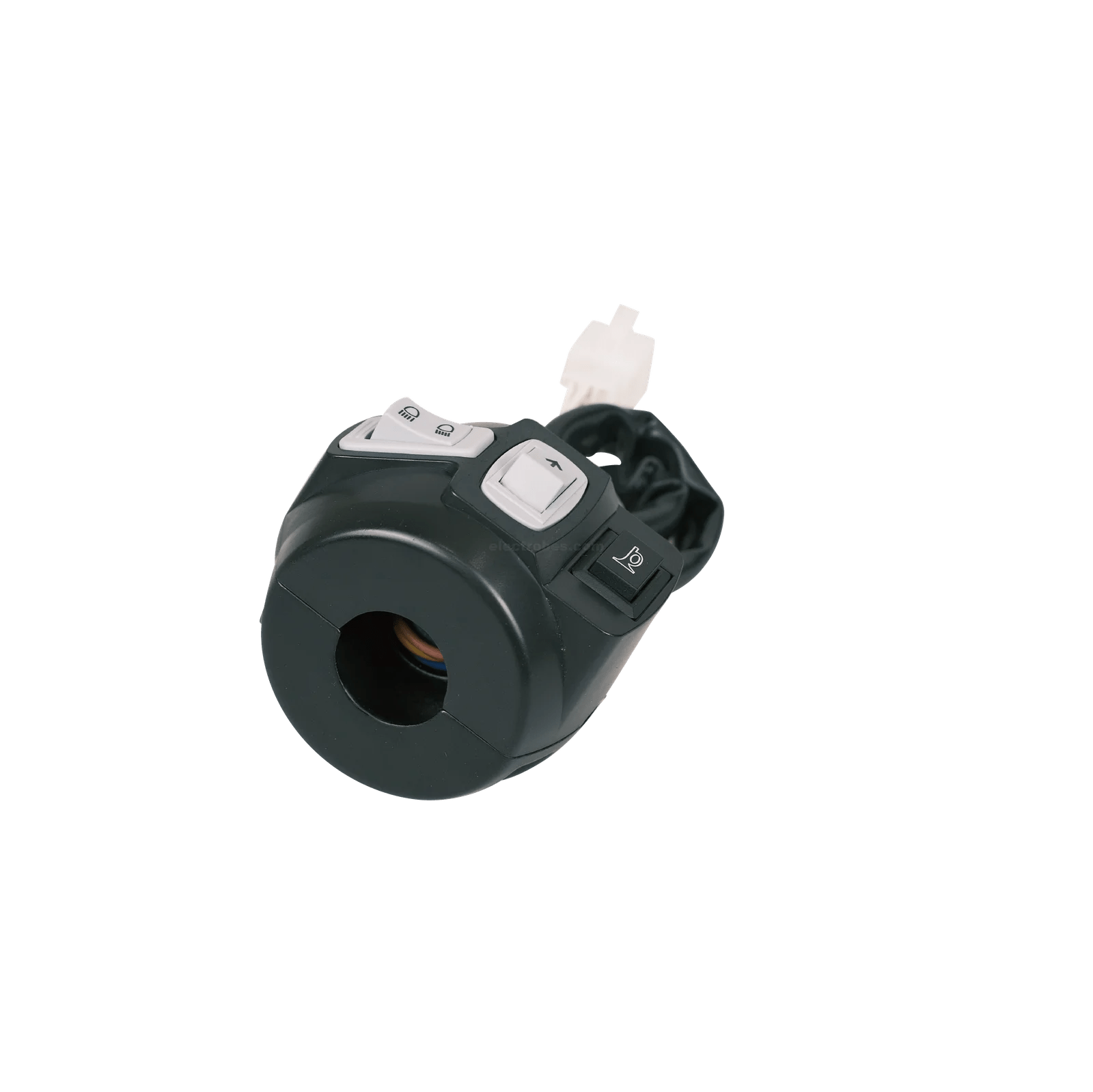 Trottle-handle-bar-with-indicator-light-dim-switches-and-complete-wiring-for-electric-bike-e-bike-in-pakistan-4.png Electric Bike Handle Bar with Headlight High/Low, Indicator Light, Horn Button Switches with Wire for E-Bike - Image 4