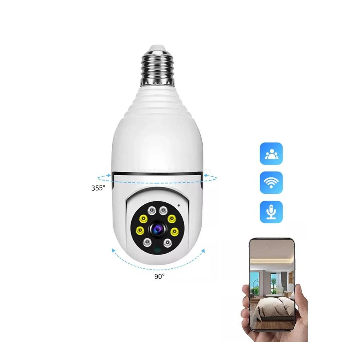 V380-Pro-PTZ-Wireless-WIFI-CCTV-Bulb-IP-Camera-price-in-pakistan.jpg HD E27 2.4GHz V380 WiFi 1080P Night Vision Wireless 360 Degree CCTV Security Light 360 Panoramic Bulb Camera - Image 3