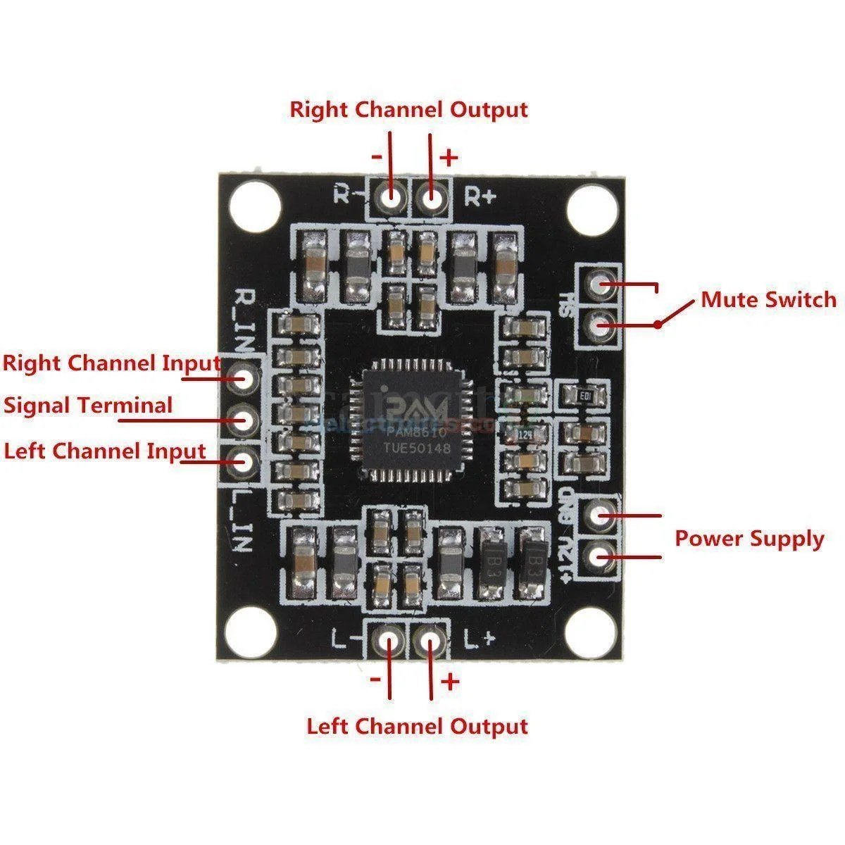 XH-M181_PAM8610_12V_dual-channel_digital_amplifier.jpg PAM8610 12V Dual Channel Stereo Audio Amplifier Board - Image 2
