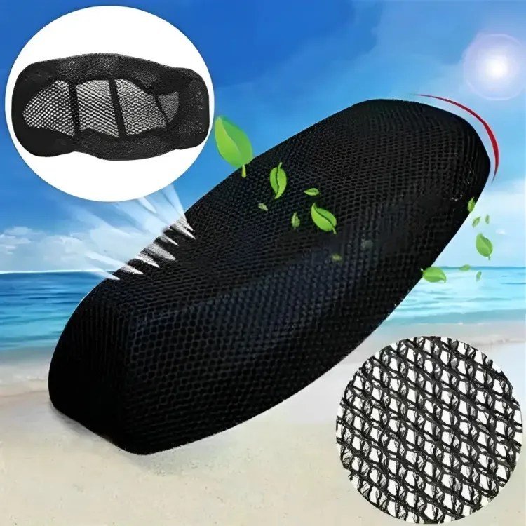 electric-bike-mesh-seat-protector-cover-net-cool-cushion-in-Pakistan.jpg Electric Bike Seat Heat Mesh Net Cover Sunscreen Cool Cushion Protector Sun Block Heat Insulation Mesh Pad - Image 2