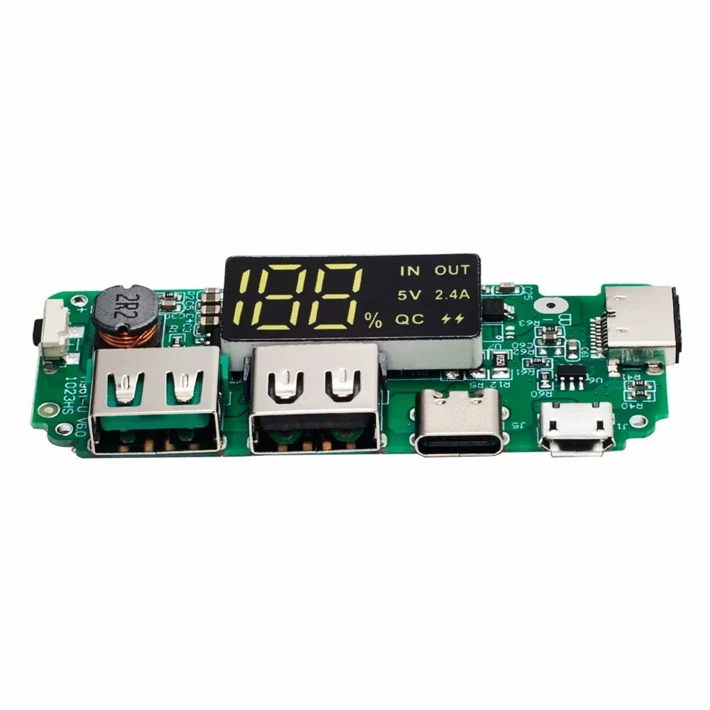 lithium-battery-charger-board-led-dual-usb-5v-2-4a-micro-type-c-usb-mobile-power-bank-18650-charging-module-circuit-at-best-price-in-pakistan.jpg Power Bank Module with Dual USB 5V Type A, Type-C and Type B mini Charging Port 18650 Charging Module Circuit - Image 2