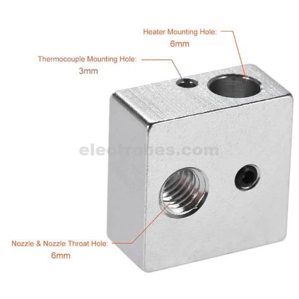 rBVaVF0ZZLiAcPG6AAF7lQroVmM484.jpg Heating Block V6 Extruder Aluminium For Reprap Makerbot 3D Printer - Image 3