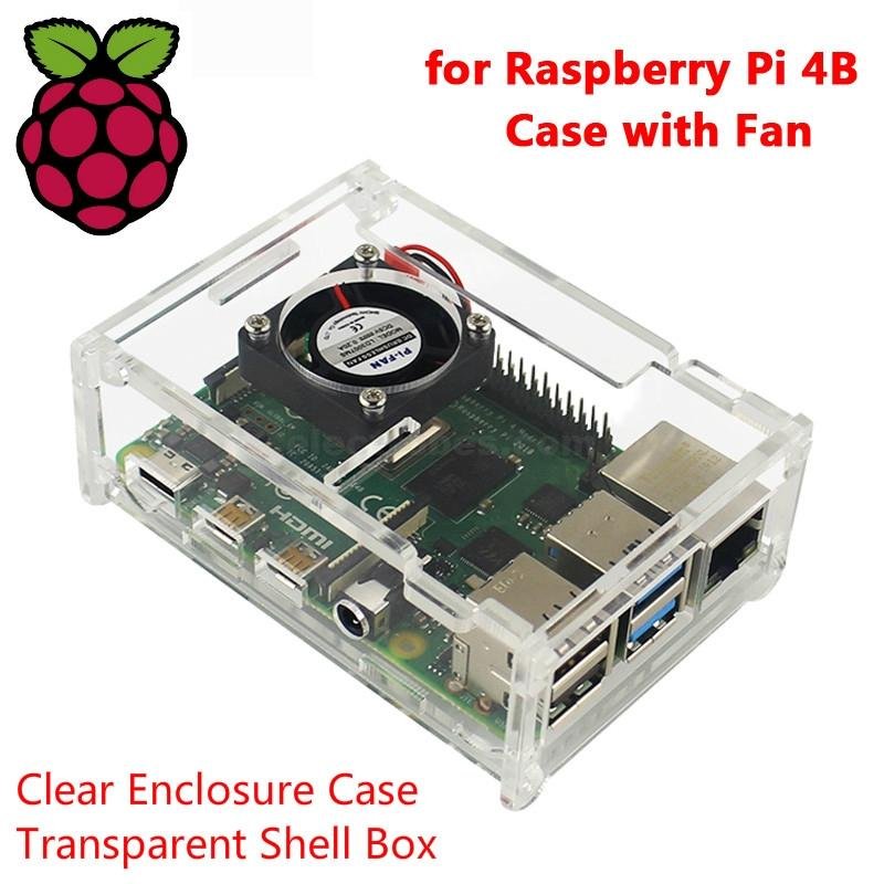 raspberry-pi-4-acrylic-transparent-case-clear.jpg Raspberry Pi 4 Acrylic Case Transparent Shell Clear Enclosure Box with Cooling Fan for Raspberry Pi 4 Model B