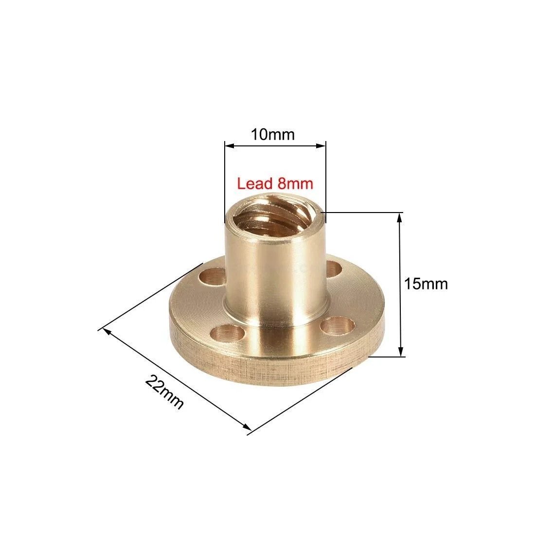 round-brass-nut-for-trapezoidal-screw-rod-t8-8mm-threaded-rod-in-pakistan.jpg 8mm T8 Lead Screw 2mm Pitch Ball Nut For CNC & 3D Printer - Image 5