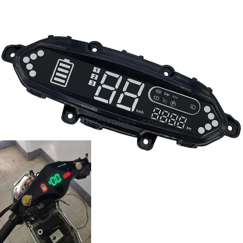 s-l1600-1-3.jpg 48V-72V Universal Electric Bicycle Scooter Speedometer Odometer LED Dash Display - Image 3