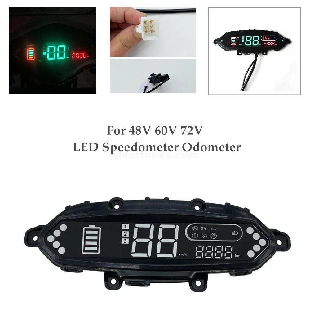 s-l1600-7.jpg 48V-72V Universal Electric Bicycle Scooter Speedometer Odometer LED Dash Display - Image 2