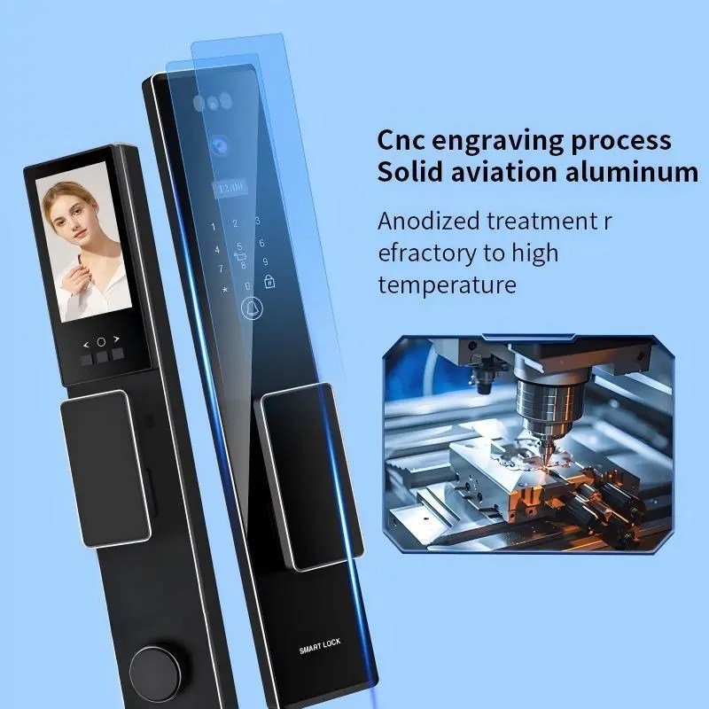 s555-smart-door-lock-with-7-4v-5000mah-battery-40-110mm-door-thickness-cnc-process-aluminum-alloy-at-best-price-in-pakistan-1.jpg S555 Smart Door Lock with 3D Face Recognition, Intercom Camera Intelligent Door Lock with Buit-in Battery - Image 3