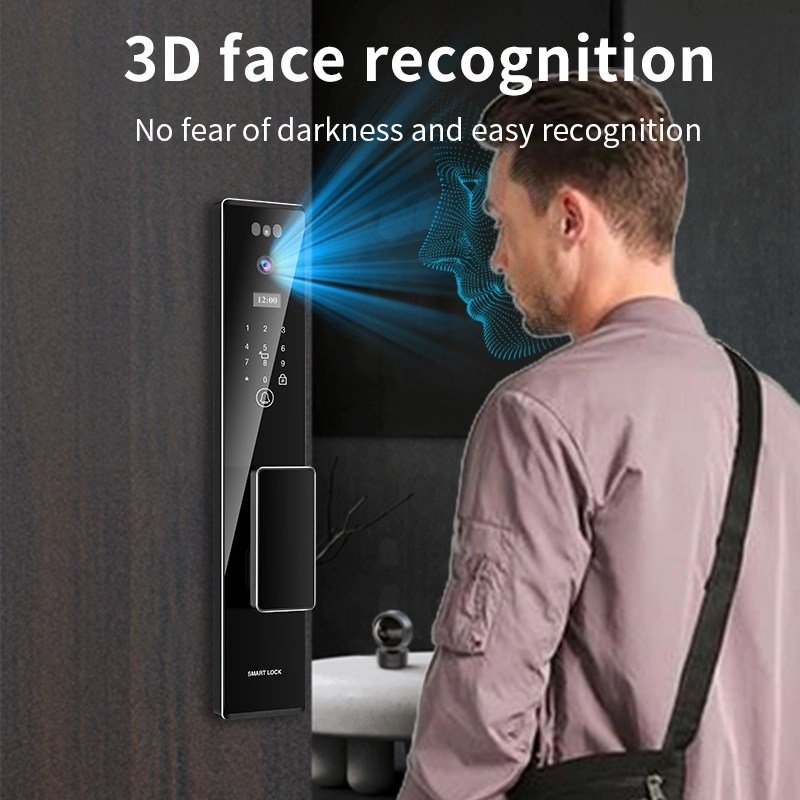 s555-smart-door-lock-with-7-4v-5000mah-battery-40-110mm-door-thickness-cnc-process-aluminum-alloy-at-best-price-in-pakistan.jpg S555 Smart Door Lock with 3D Face Recognition, Intercom Camera Intelligent Door Lock with Buit-in Battery - Image 2