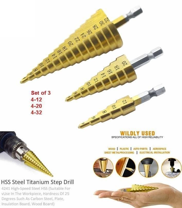 3pcs hss titanium coated step drill bit set 1 4 inch hex shank drive quick change high speed steel cone drill bit pakistan 59d25856 be4c 4d7b b311 11ec232e5be5.jpg