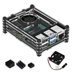 transparent acrylic case for raspberry pi 4b with cooling fan and heat sink clear and black case in lahore islamabad karachi pakistan 1.jpg